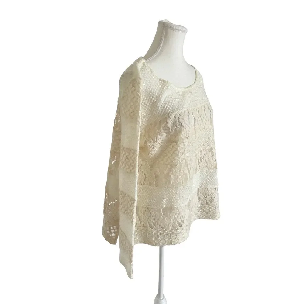 Anthropologie Brand Meadow Rue Mixed‑Media Lace & Embroidered Blouse – Size L